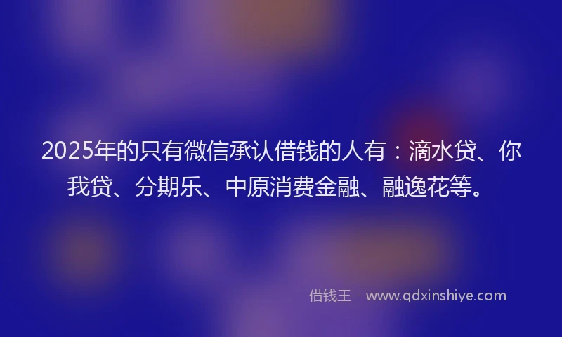 2025年的只有微信承认借钱的人有：滴水贷、你我贷、分期乐、中原消费金融、融逸花等。