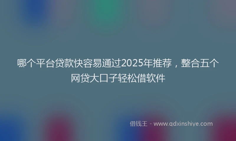 哪个平台贷款快容易通过2025年推荐，整合五个网贷大口子轻松借软件
