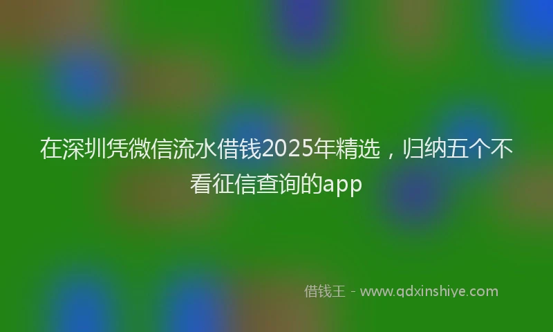 在深圳凭微信流水借钱2025年精选，归纳五个不看征信查询的app