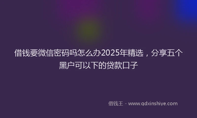 借钱要微信密码吗怎么办2025年精选，分享五个黑户可以下的贷款口子