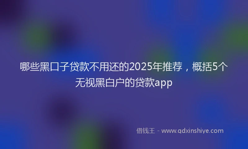 哪些黑口子贷款不用还的2025年推荐，概括5个无视黑白户的贷款app