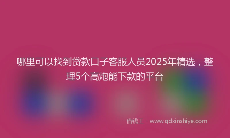 哪里可以找到贷款口子客服人员2025年精选，整理5个高炮能下款的平台