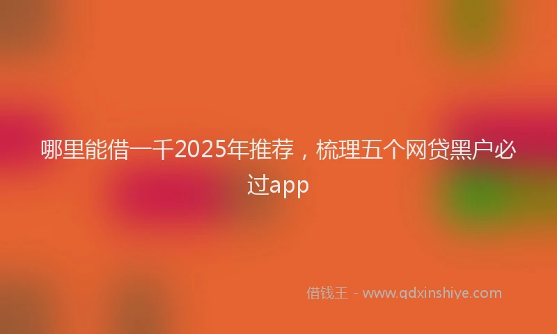 哪里能借一千2025年推荐，梳理五个网贷黑户必过app