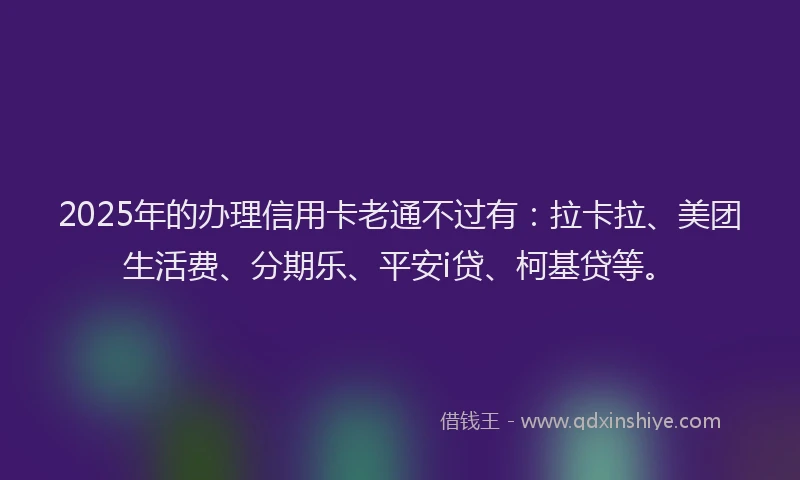 2025年的办理信用卡老通不过有：拉卡拉、美团生活费、分期乐、平安i贷、柯基贷等。