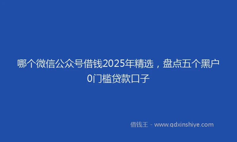 哪个微信公众号借钱2025年精选，盘点五个黑户0门槛贷款口子