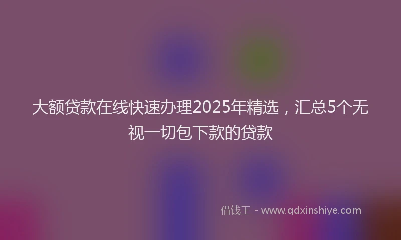 大额贷款在线快速办理2025年精选，汇总5个无视一切包下款的贷款