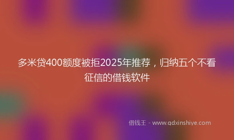 多米贷400额度被拒2025年推荐，归纳五个不看征信的借钱软件