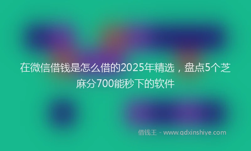在微信借钱是怎么借的2025年精选，盘点5个芝麻分700能秒下的软件