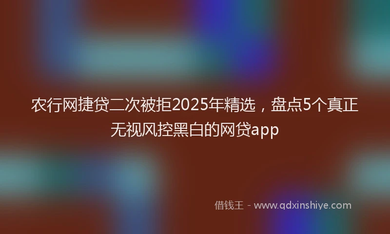 农行网捷贷二次被拒2025年精选，盘点5个真正无视风控黑白的网贷app