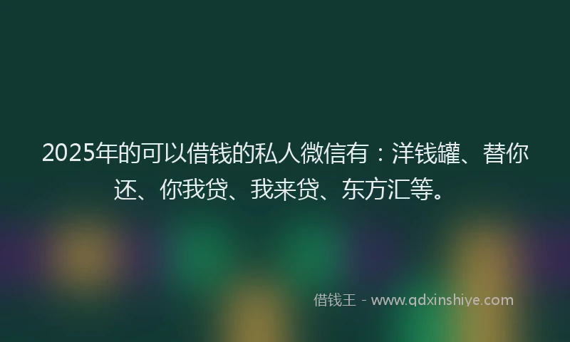 2025年的可以借钱的私人微信有：洋钱罐、替你还、你我贷、我来贷、东方汇等。