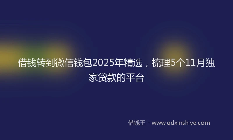借钱转到微信钱包2025年精选，梳理5个11月独家贷款的平台