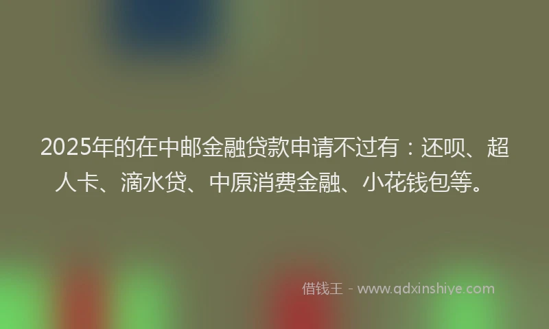 2025年的在中邮金融贷款申请不过有：还呗、超人卡、滴水贷、中原消费金融、小花钱包等。