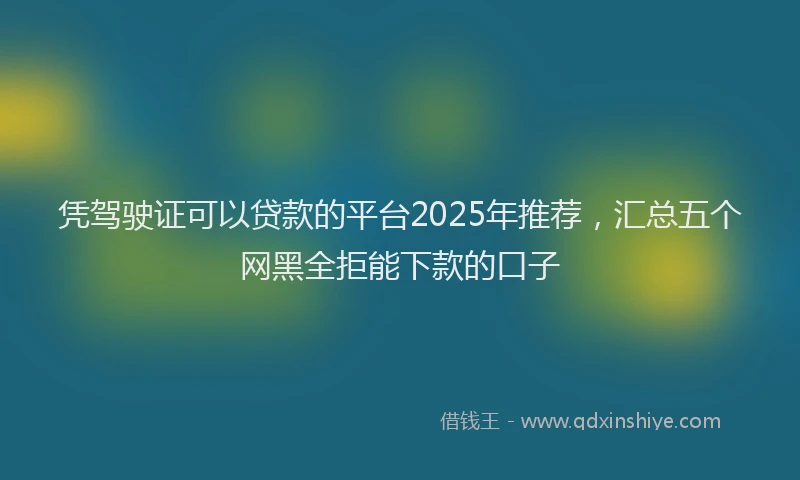 凭驾驶证可以贷款的平台2025年推荐，汇总五个网黑全拒能下款的口子