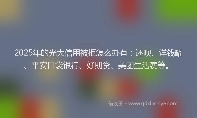 2025年的光大信用被拒怎么办有：还呗、洋钱罐、平安口袋银行、好期贷、美团生活费等。