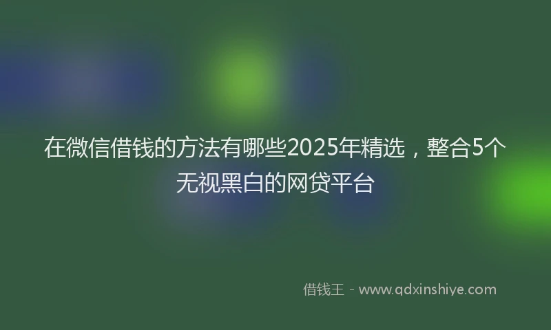 在微信借钱的方法有哪些2025年精选，整合5个无视黑白的网贷平台