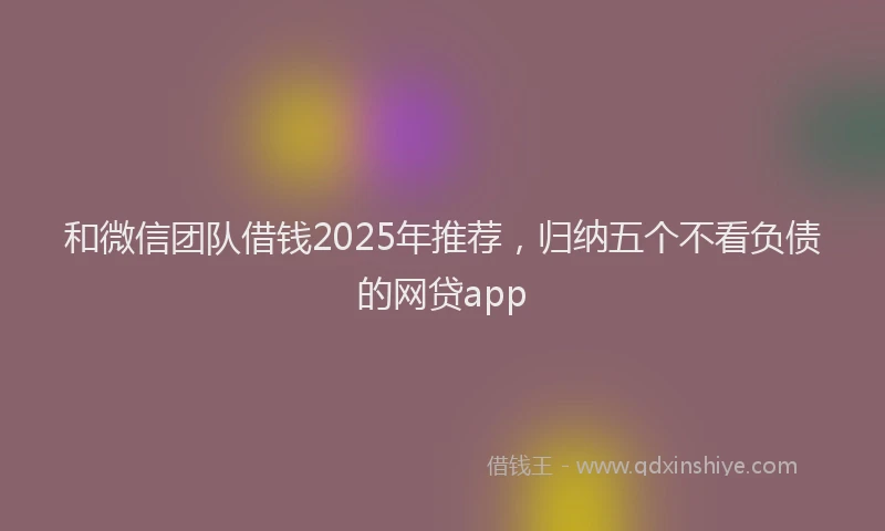 和微信团队借钱2025年推荐，归纳五个不看负债的网贷app