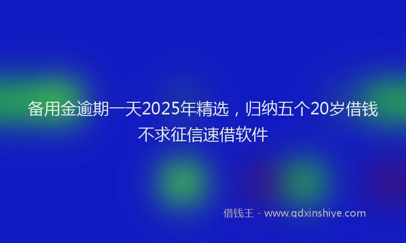 备用金逾期一天2025年精选，归纳五个20岁借钱不求征信速借软件