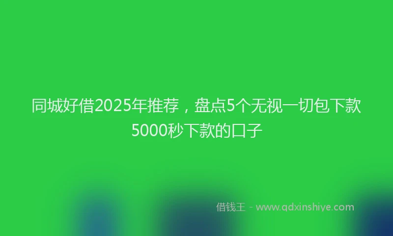 同城好借2025年推荐，盘点5个无视一切包下款5000秒下款的口子