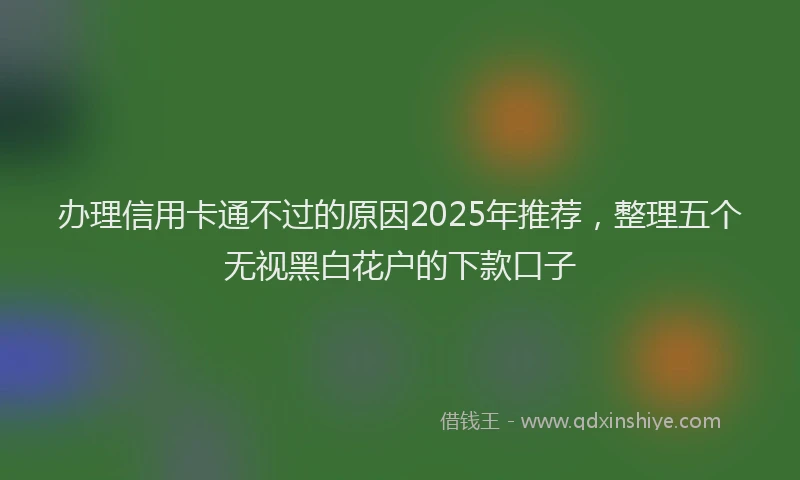 办理信用卡通不过的原因2025年推荐，整理五个无视黑白花户的下款口子