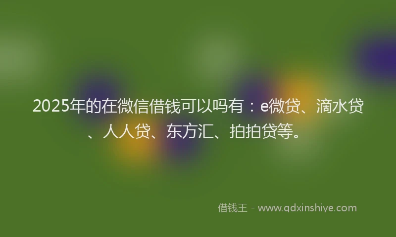 2025年的在微信借钱可以吗有：e微贷、滴水贷、人人贷、东方汇、拍拍贷等。
