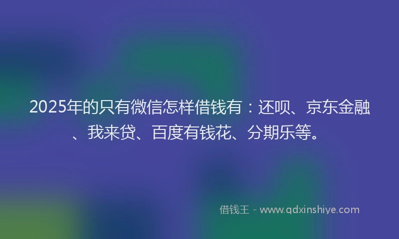 2025年的只有微信怎样借钱有：还呗、京东金融、我来贷、百度有钱花、分期乐等。