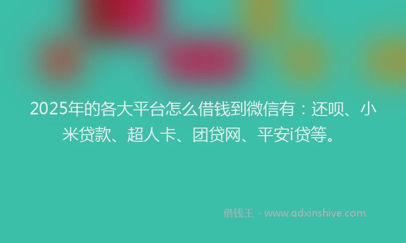 2025年的各大平台怎么借钱到微信有：还呗、小米贷款、超人卡、团贷网、平安i贷等。