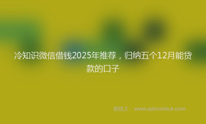 冷知识微信借钱2025年推荐，归纳五个12月能贷款的口子