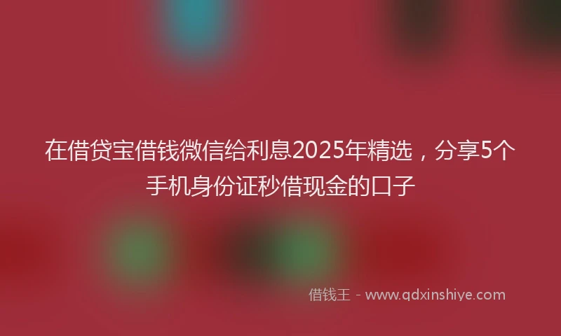 在借贷宝借钱微信给利息2025年精选，分享5个手机身份证秒借现金的口子