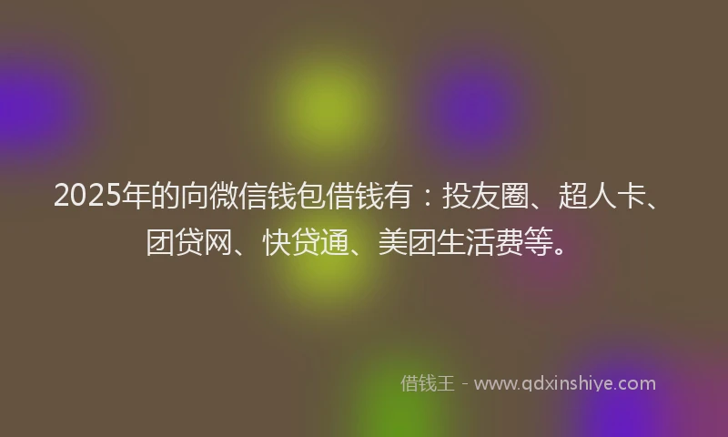 2025年的向微信钱包借钱有：投友圈、超人卡、团贷网、快贷通、美团生活费等。