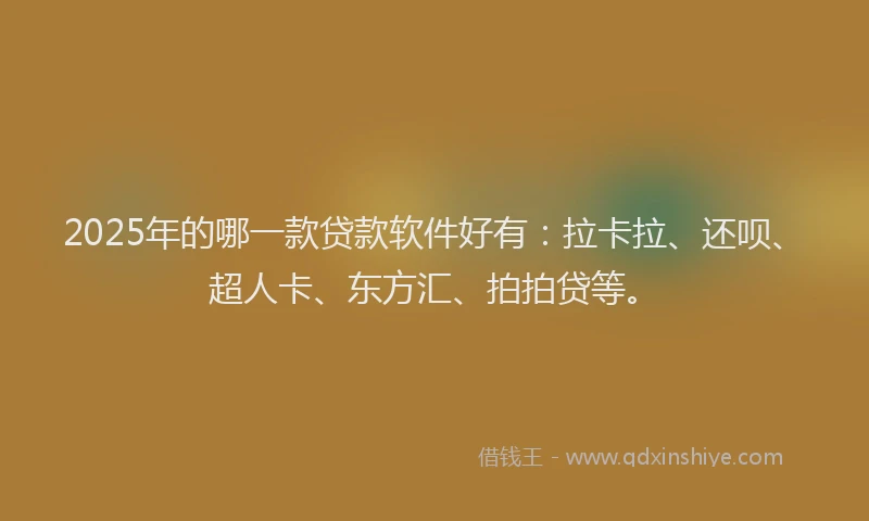 2025年的哪一款贷款软件好有：拉卡拉、还呗、超人卡、东方汇、拍拍贷等。