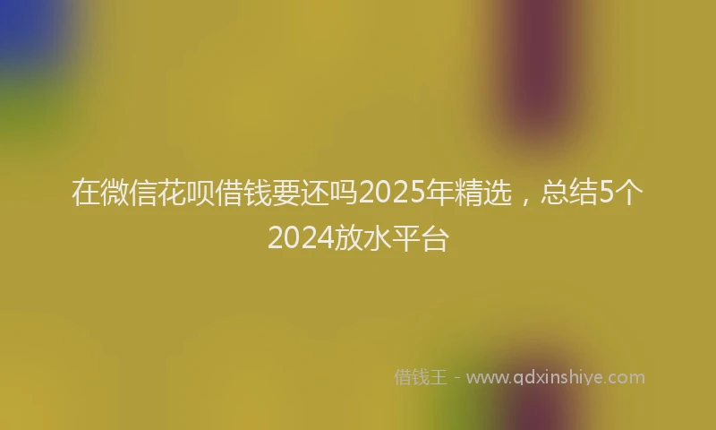 在微信花呗借钱要还吗2025年精选，总结5个2024放水平台