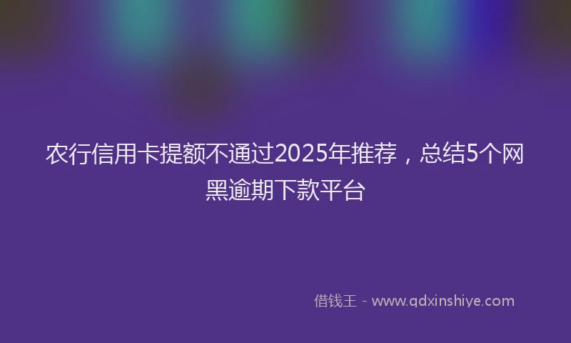 农行信用卡提额不通过2025年推荐，总结5个网黑逾期下款平台