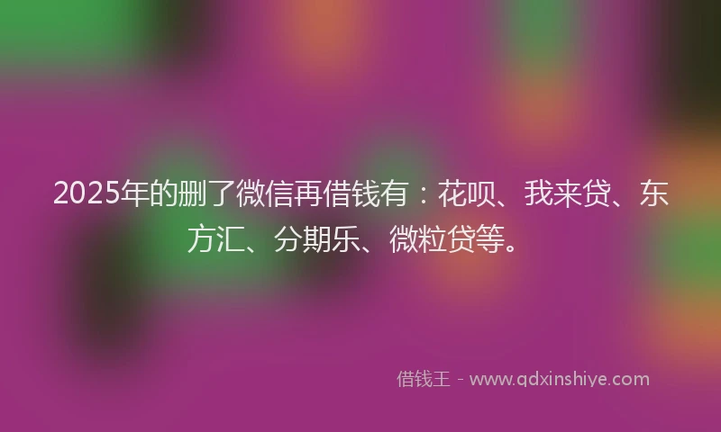 2025年的删了微信再借钱有：花呗、我来贷、东方汇、分期乐、微粒贷等。