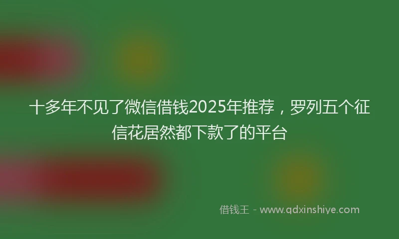 十多年不见了微信借钱2025年推荐，罗列五个征信花居然都下款了的平台