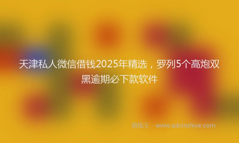 天津私人微信借钱2025年精选，罗列5个高炮双黑逾期必下款软件