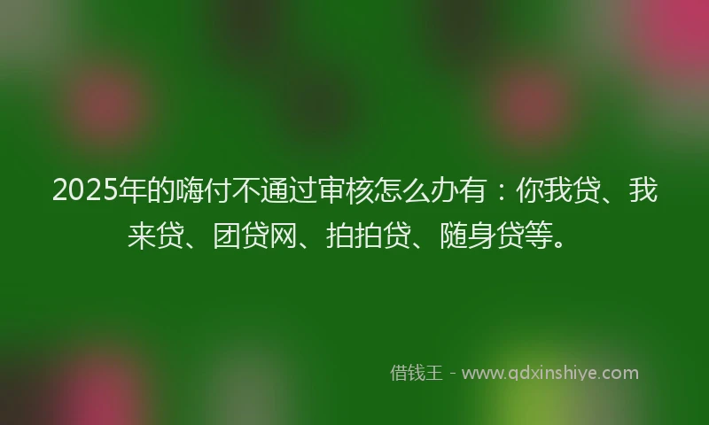 2025年的嗨付不通过审核怎么办有：你我贷、我来贷、团贷网、拍拍贷、随身贷等。