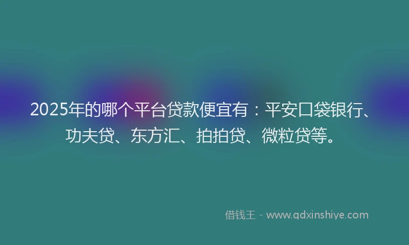 2025年的哪个平台贷款便宜有：平安口袋银行、功夫贷、东方汇、拍拍贷、微粒贷等。