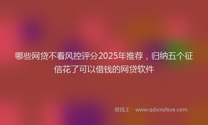 哪些网贷不看风控评分2025年推荐，归纳五个征信花了可以借钱的网贷软件