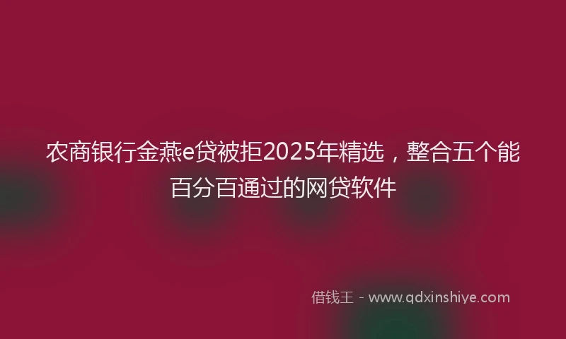 农商银行金燕e贷被拒2025年精选，整合五个能百分百通过的网贷软件
