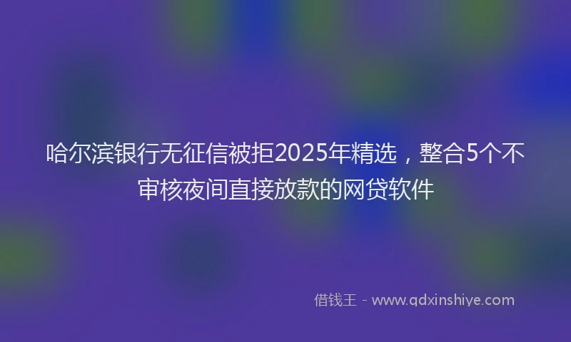 哈尔滨银行无征信被拒2025年精选，整合5个不审核夜间直接放款的网贷软件