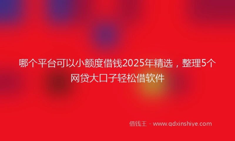 哪个平台可以小额度借钱2025年精选，整理5个网贷大口子轻松借软件