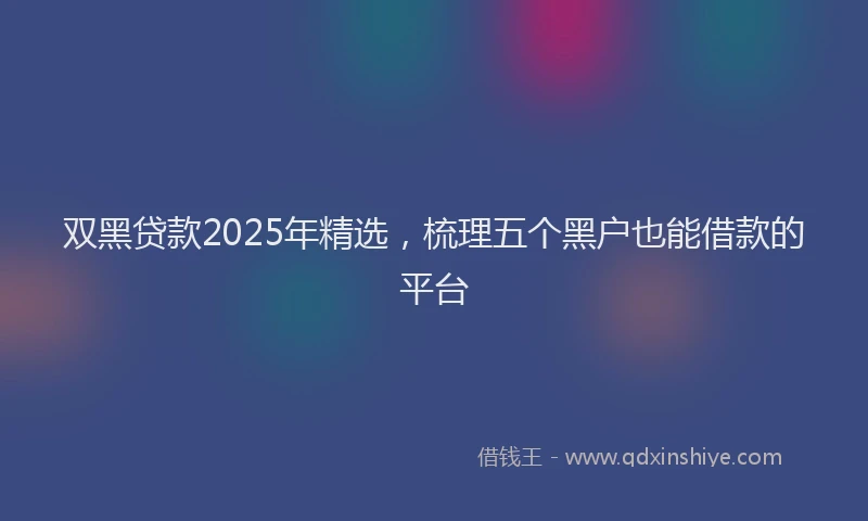双黑贷款2025年精选，梳理五个黑户也能借款的平台