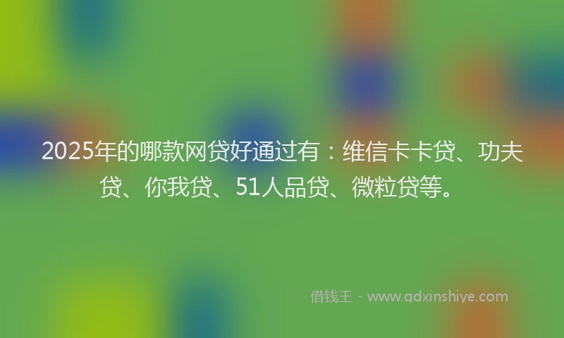 2025年的哪款网贷好通过有：维信卡卡贷、功夫贷、你我贷、51人品贷、微粒贷等。