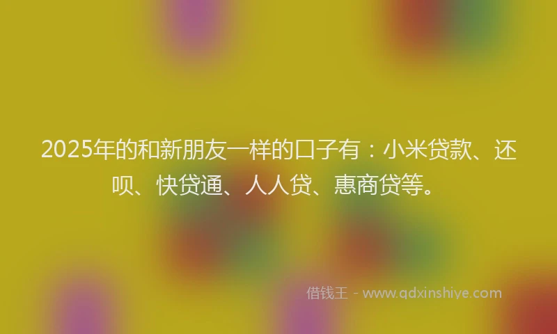 2025年的和新朋友一样的口子有：小米贷款、还呗、快贷通、人人贷、惠商贷等。