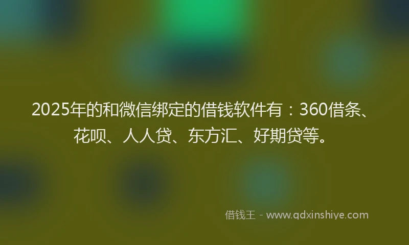 2025年的和微信绑定的借钱软件有：360借条、花呗、人人贷、东方汇、好期贷等。