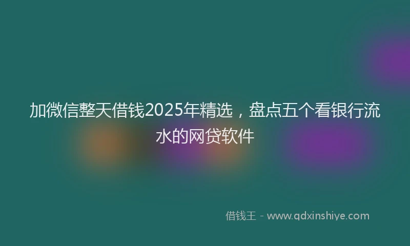 加微信整天借钱2025年精选，盘点五个看银行流水的网贷软件