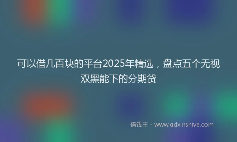 可以借几百块的平台2025年精选，盘点五个无视双黑能下的分期贷