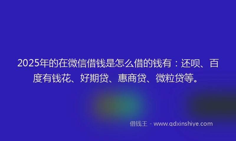 2025年的在微信借钱是怎么借的钱有：还呗、百度有钱花、好期贷、惠商贷、微粒贷等。