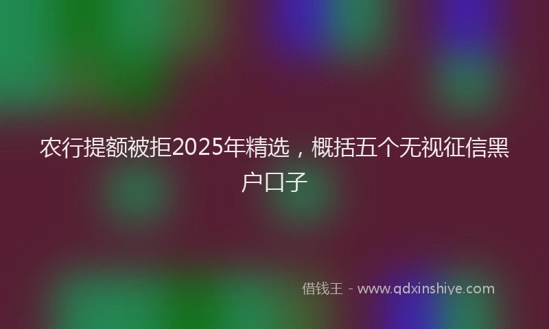 农行提额被拒2025年精选，概括五个无视征信黑户口子