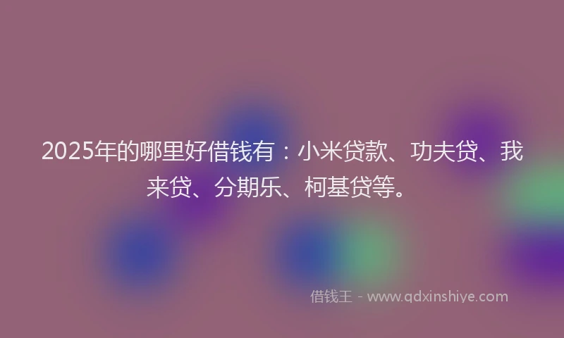 2025年的哪里好借钱有：小米贷款、功夫贷、我来贷、分期乐、柯基贷等。